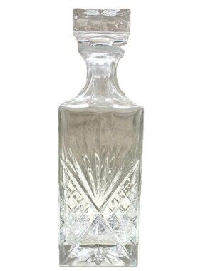 Vintage Square Glass Whiskey Decanter | Crystal Bourbon Barware